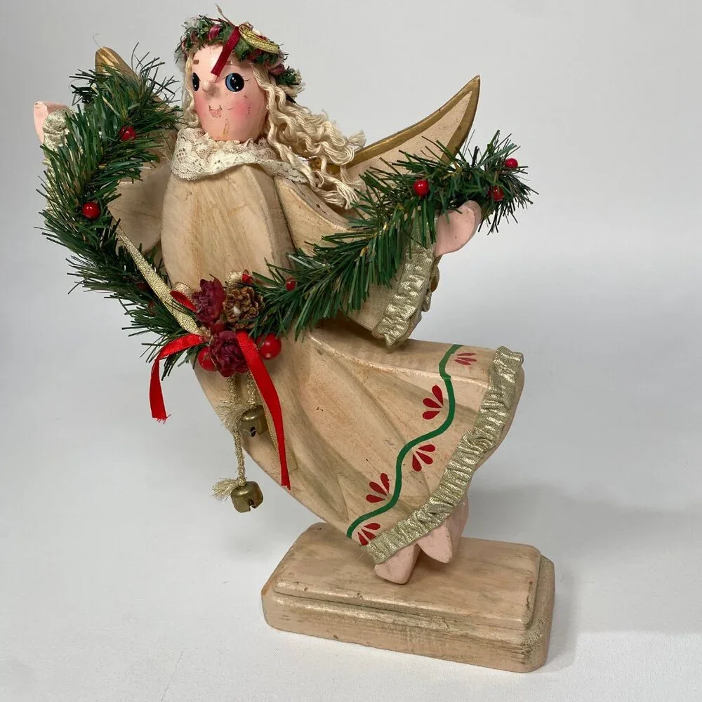 Vintage Wooden Angel Figurine Christmas Décor – 13